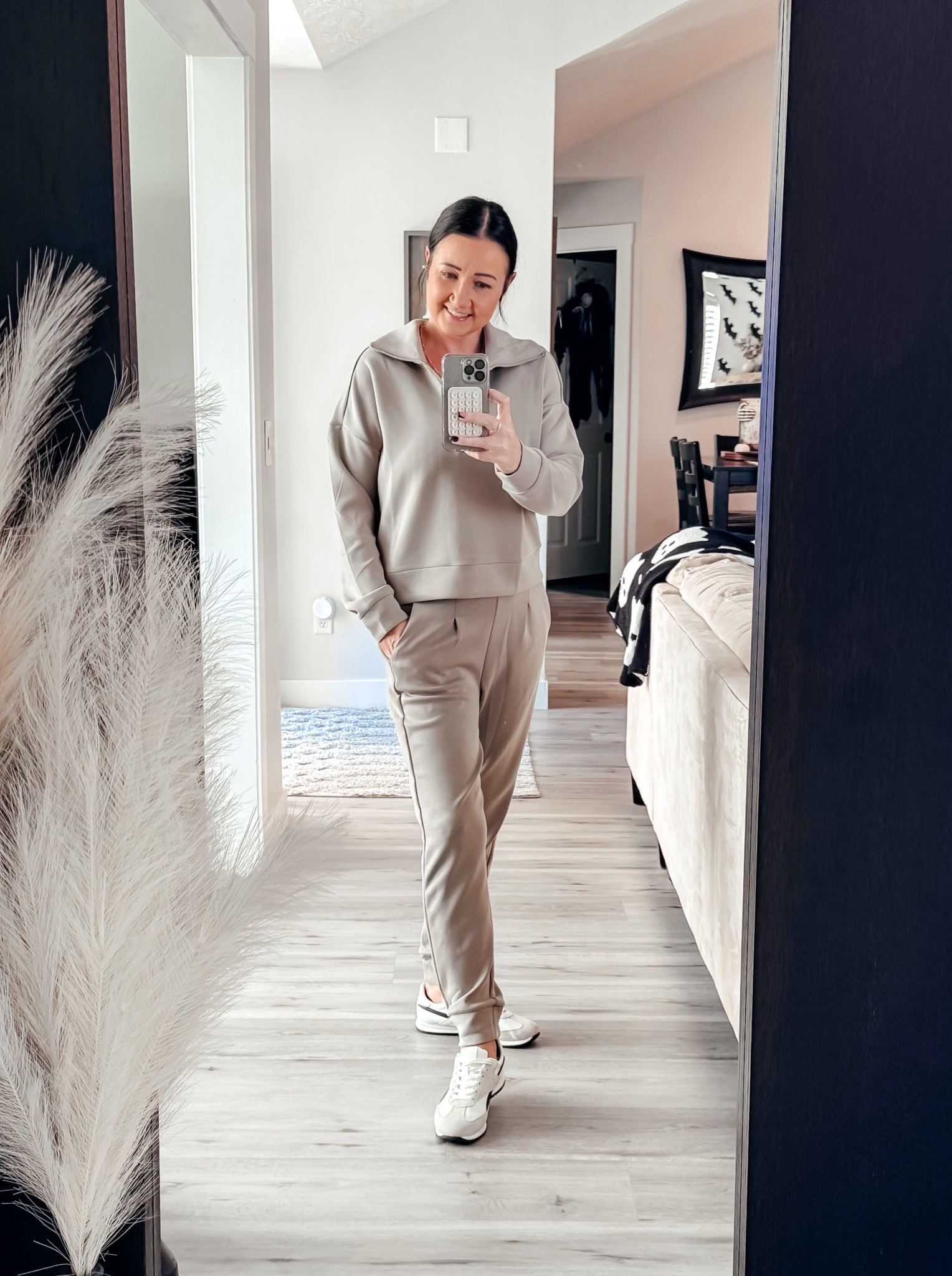 Cozy, Chic & Effortless 
Living in this matching lounge set. The perfect blend of comfort and style! This neutral-toned pullover and jogger combo is buttery soft, lightweight, and flattering for those casual days when you still want to feel put together. Whether you’re running errands, traveling, or just cozying up at home, this set does it all while keeping that elevated minimalist vibe.

Pairs perfectly with your favorite sneakers for that off-duty look we’re all obsessed with.
I’ve already ordered in other colors. 
I’m wearing a small in bottoms and sized up to a medium on top. 

Activewear • Matching Set • Comfy And Cute • LTKStyle • LTKFinds • LTKFashion • Loungewear Goals • Neutral Outfit • OOTD • LTKFallStyle • Casual Outfit Inspo • Athleisure Look • Cozy Style • Everyday Outfit • Cozy Vibes • Minimal Style • Effortless Style • LTKWomen • Fall Fashion Finds • Trendy Loungewear • Viral Matching Set • Neutral Set


#LTKTravel #LTKActive #LTKStyleTip