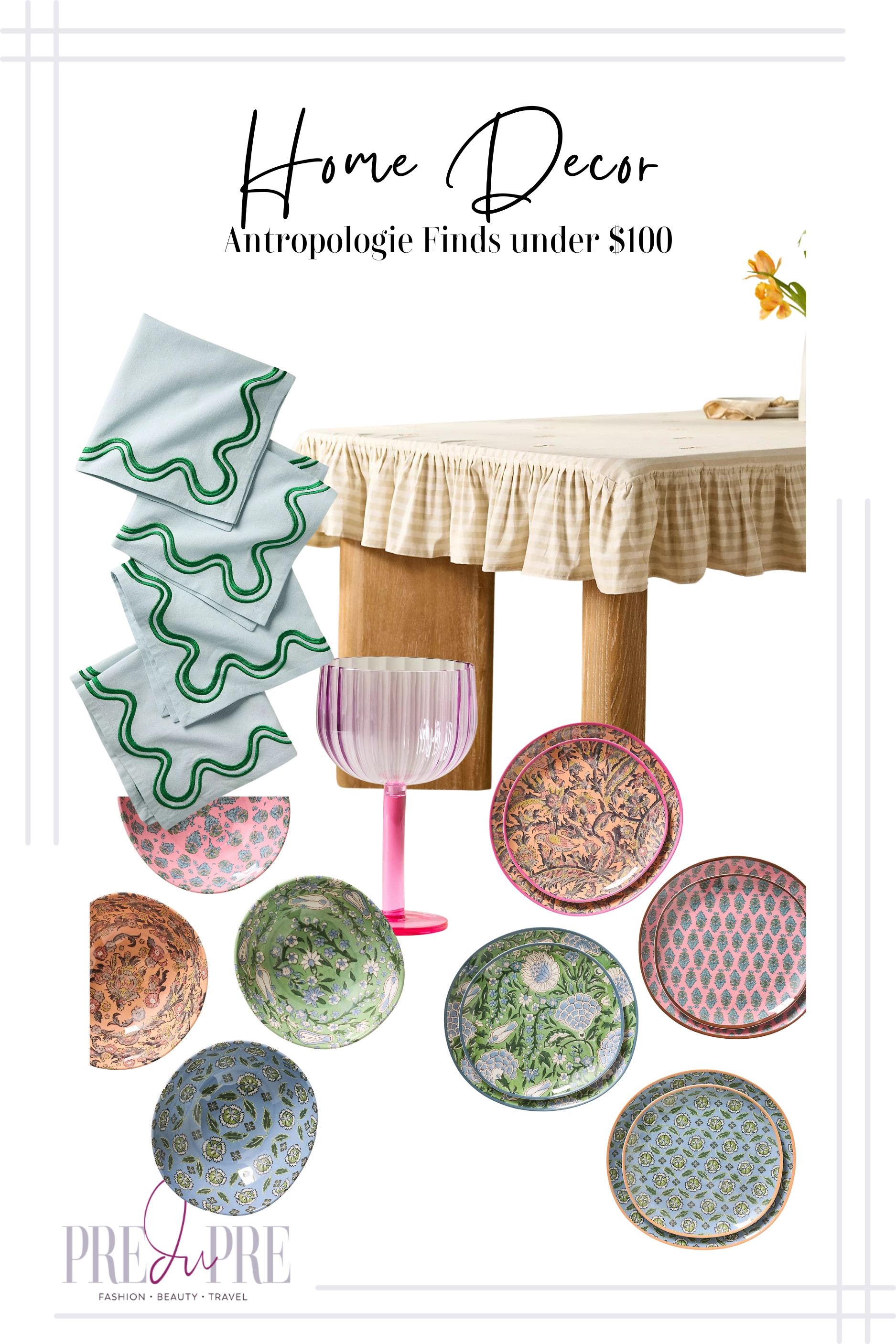 Bring your summer tablescape to life with these Anthropologie home finds under $100! From intricately patterned plates and bowls to scalloped napkins and pastel glassware, these pieces are perfect for hosting brunch, garden parties, or intimate dinners. #AnthropologieHome #TablescapeIdeas #SummerEntertaining #HomeDecorUnder100 #LTKHome #LTKHostess 

 #LTKHome #LTKParties #LTKFindsUnder100