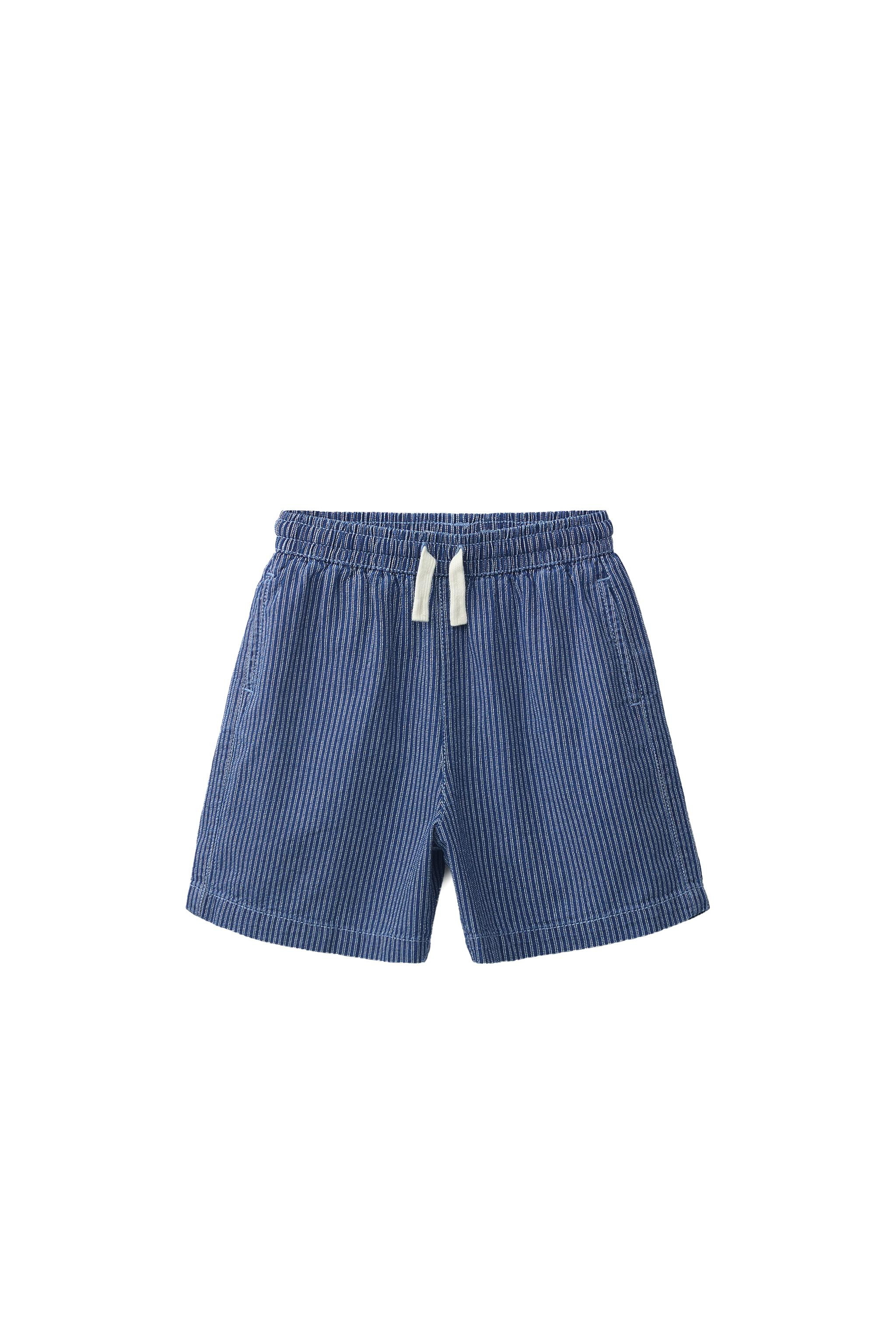 STRIPED FLOWY SOFT DENIM SHORTS | Zara US