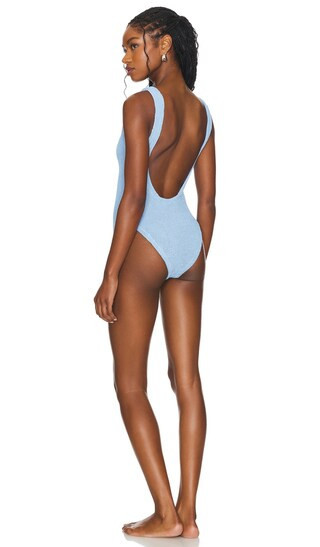 Hunza G Square Neck One Piece in Baby Blue. | Revolve Clothing (Global)