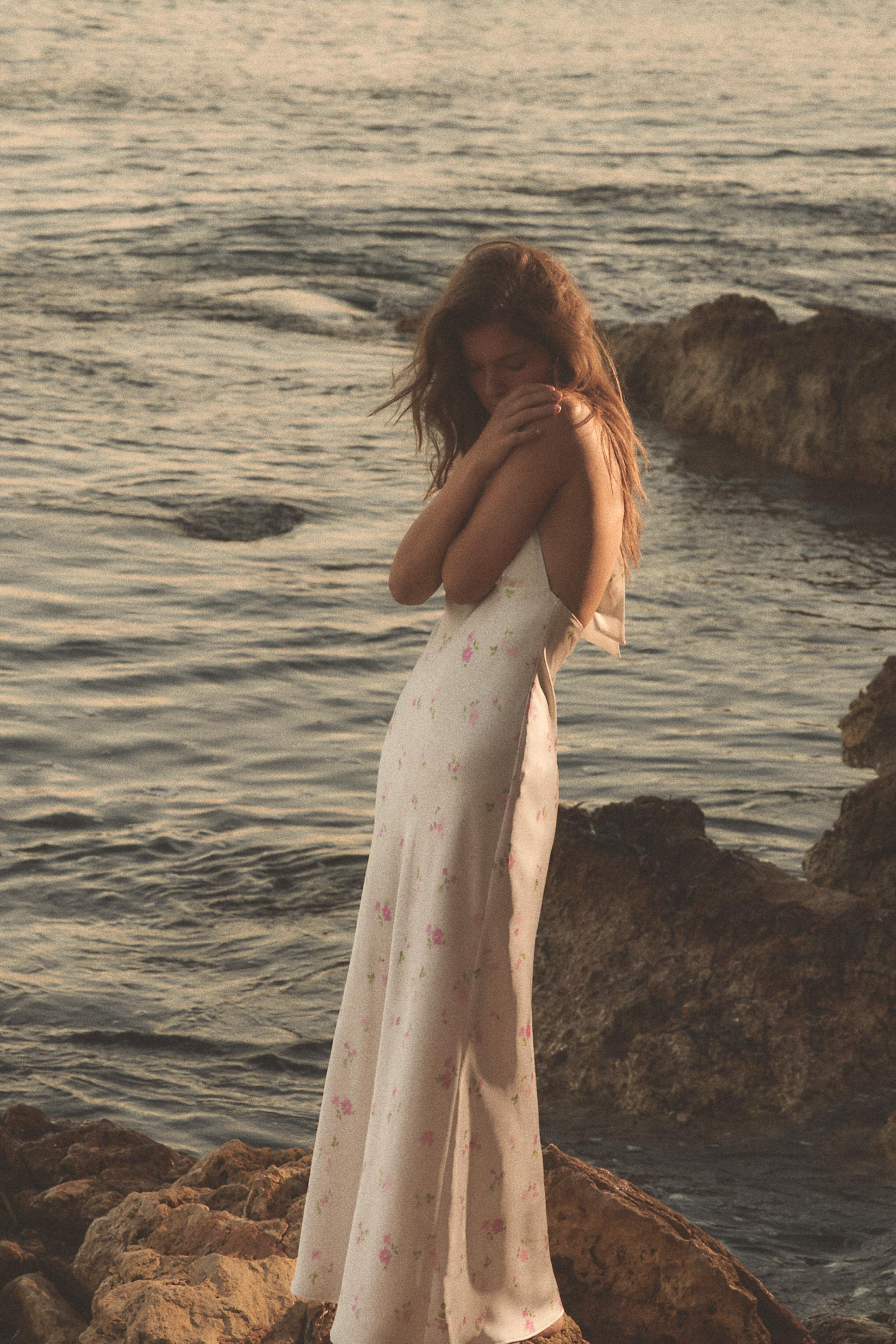 FLORAL SATIN MIDI DRESS | Zara UK