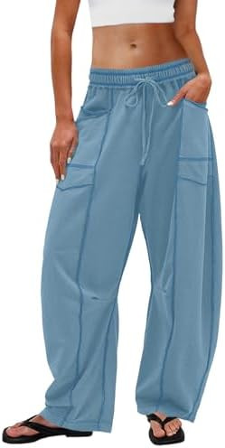 UNIANKIYA Womens Barrel Sweatpants Baggy Pants Wide Leg Sweat Pants Lounge Trousers with Pockets ... | Amazon (US)