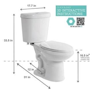 Glacier Bay 2-piece 1.1 GPF/1.6 GPF High Efficiency Dual Flush Complete Elongated Toilet in White... | The Home Depot