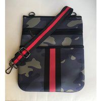 Crossbody Bag , Neoprene, Camo/Redstripe, Black & Red Stripe Strap - Camouflage | Etsy (US)