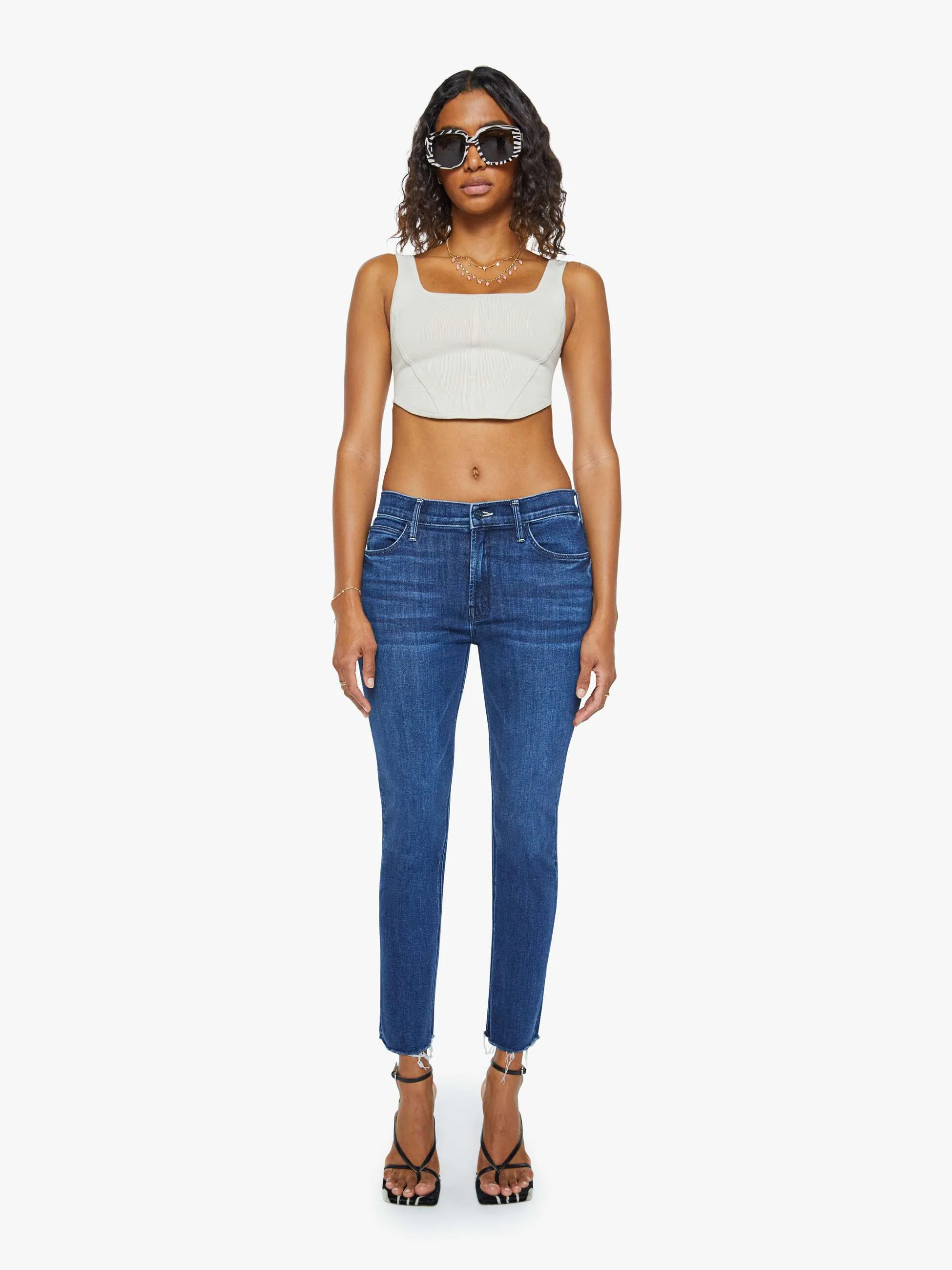 The Mid Rise Dazzler Ankle Fray - Fancy Meeting You Here | Mother Denim