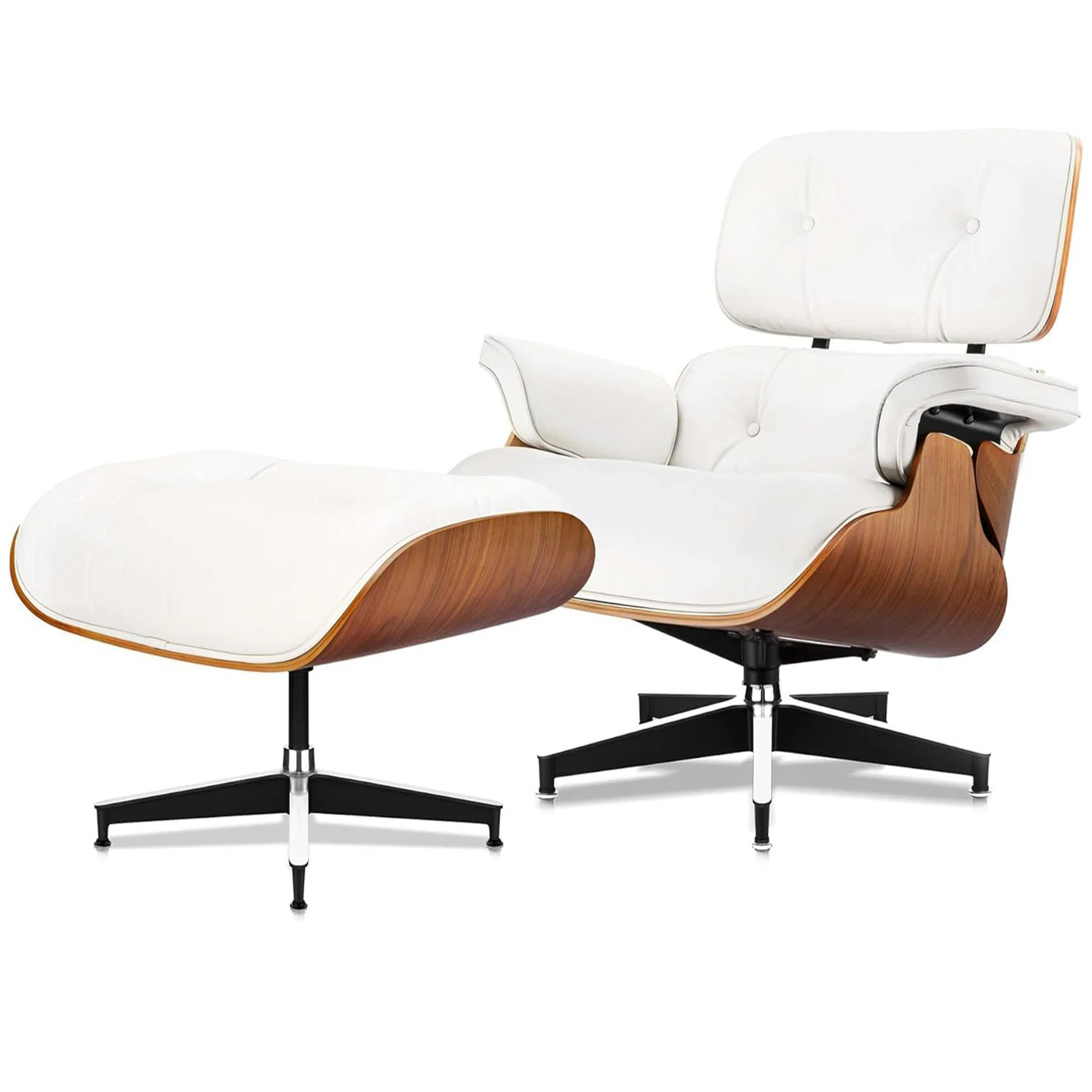 Top Grain Leather Swivel Lounge Chair with Ottoman and Armrest Accent Chair | Wayfair North America