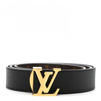 LOUIS VUITTON Calfskin Monogram 30mm LV Initiales Reversible Belt 90 36 Black | FASHIONPHILE | Fashionphile