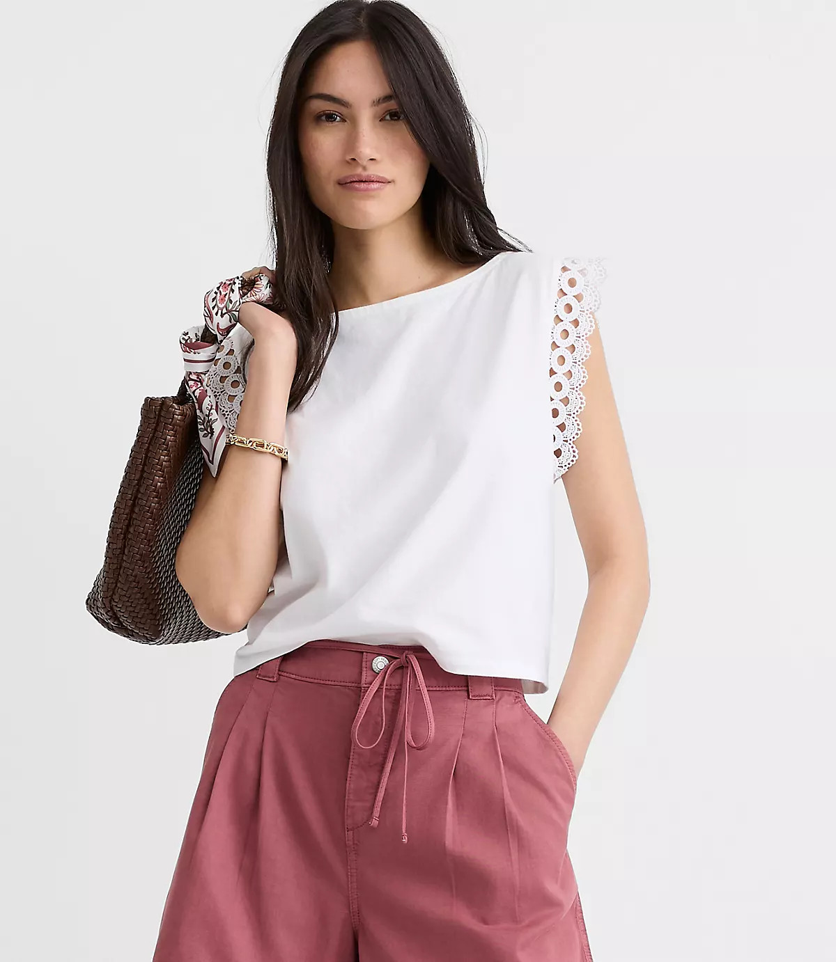 Crochet Trim Modern Wedge Tee | LOFT