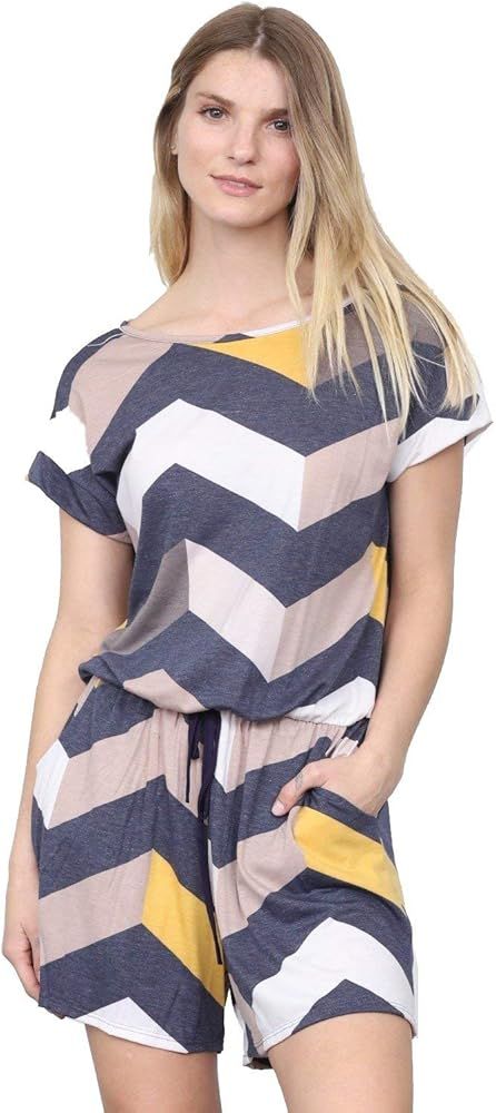 Short Sleeve Chevron Romper | Amazon (US)