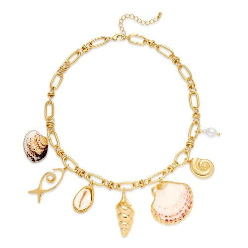 Shell Necklaces for Women Trend Boho Scarf Necklaces Ocean Mermaid Conch Seashell Necklace Summer... | Amazon (US)