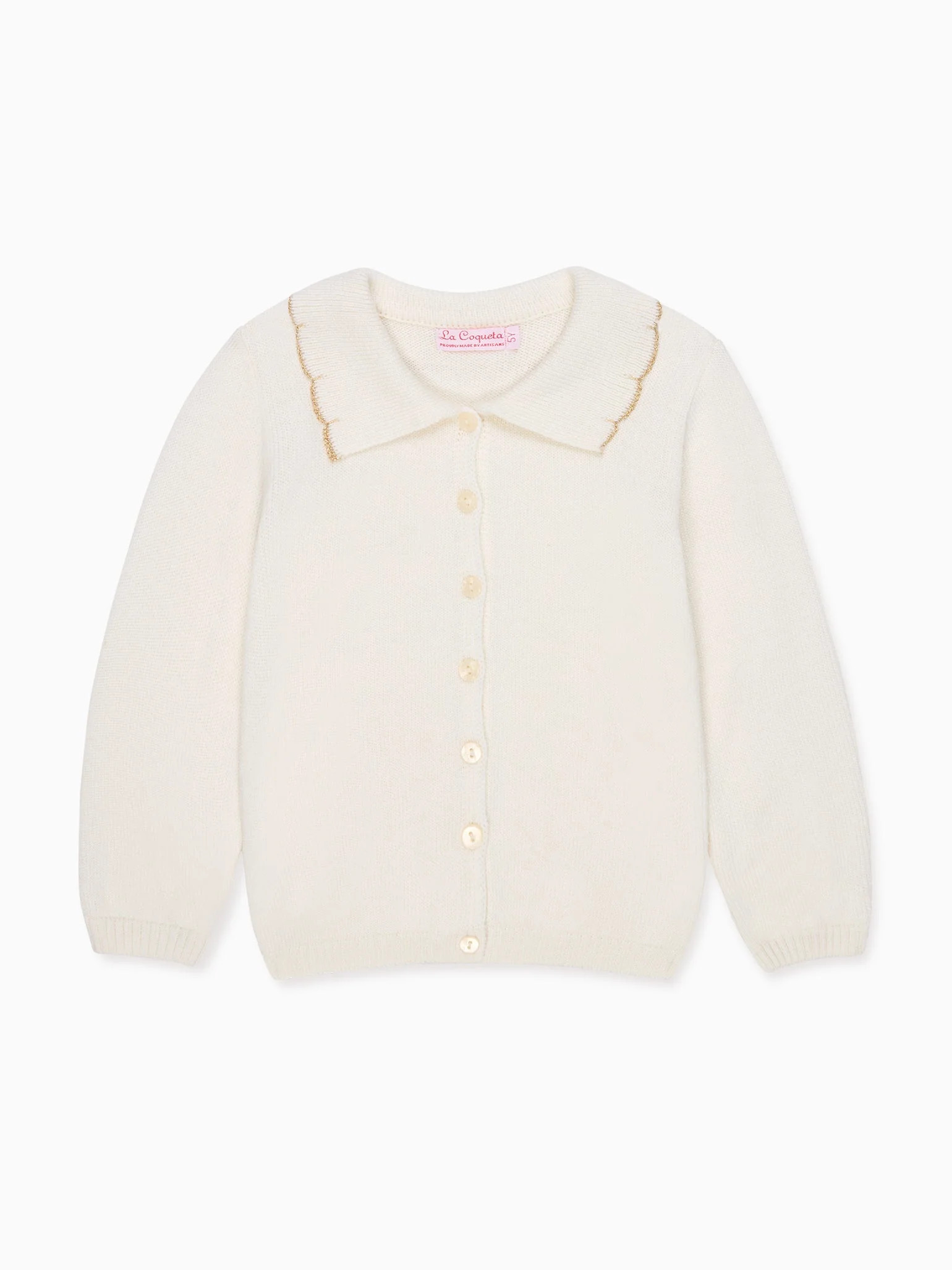 Ivory Luana Merino Girl Cardigan | La Coqueta (US)