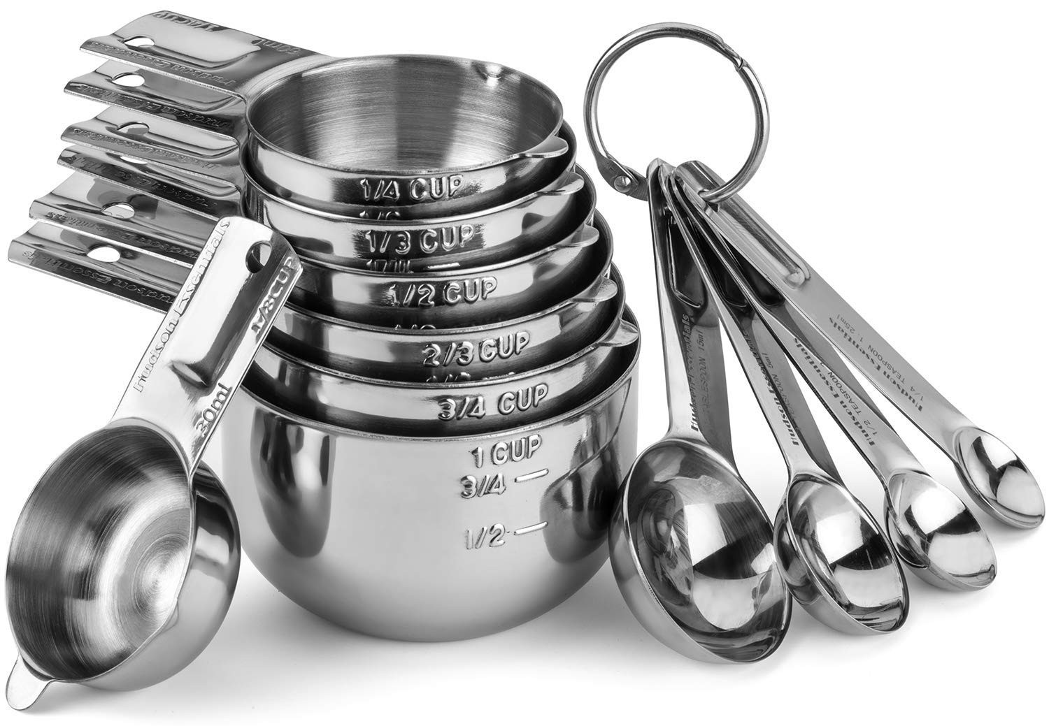 Hudson Essentials Stainless Steel Measuring Cups and Spoons Set - Stackable Set with Spout (11 Pi... | Amazon (US)
