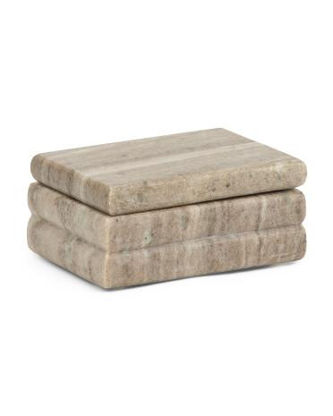 7x5 Solid Marble Ribbed Layered Box With Lid | TJ Maxx