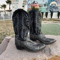 Vintage Black Python Justin Cowboy Boots | Etsy (US)