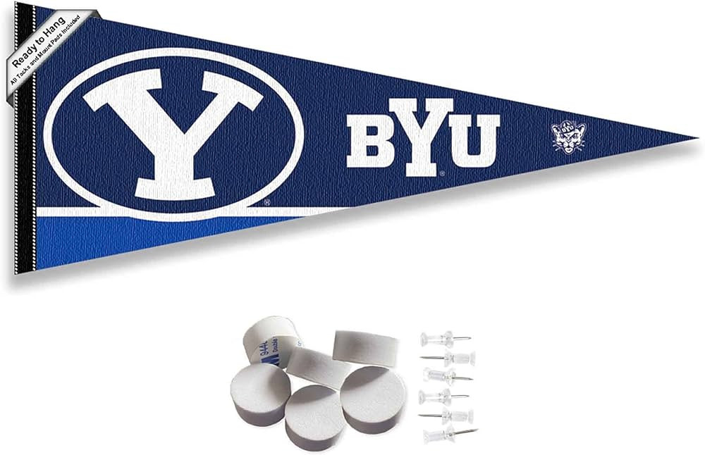 College Flags & Banners Co. Brigham Young Cougars Pennant Flag and Wall Tack Mount Pads | Amazon (US)