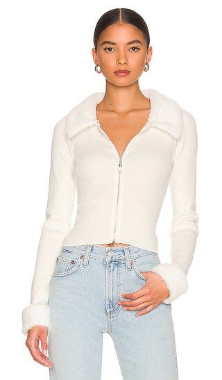MORE TO COME Natalie Knit Zip Cardigan in Ivory. - size M (also in L, S) | Revolve Clothing (Global)