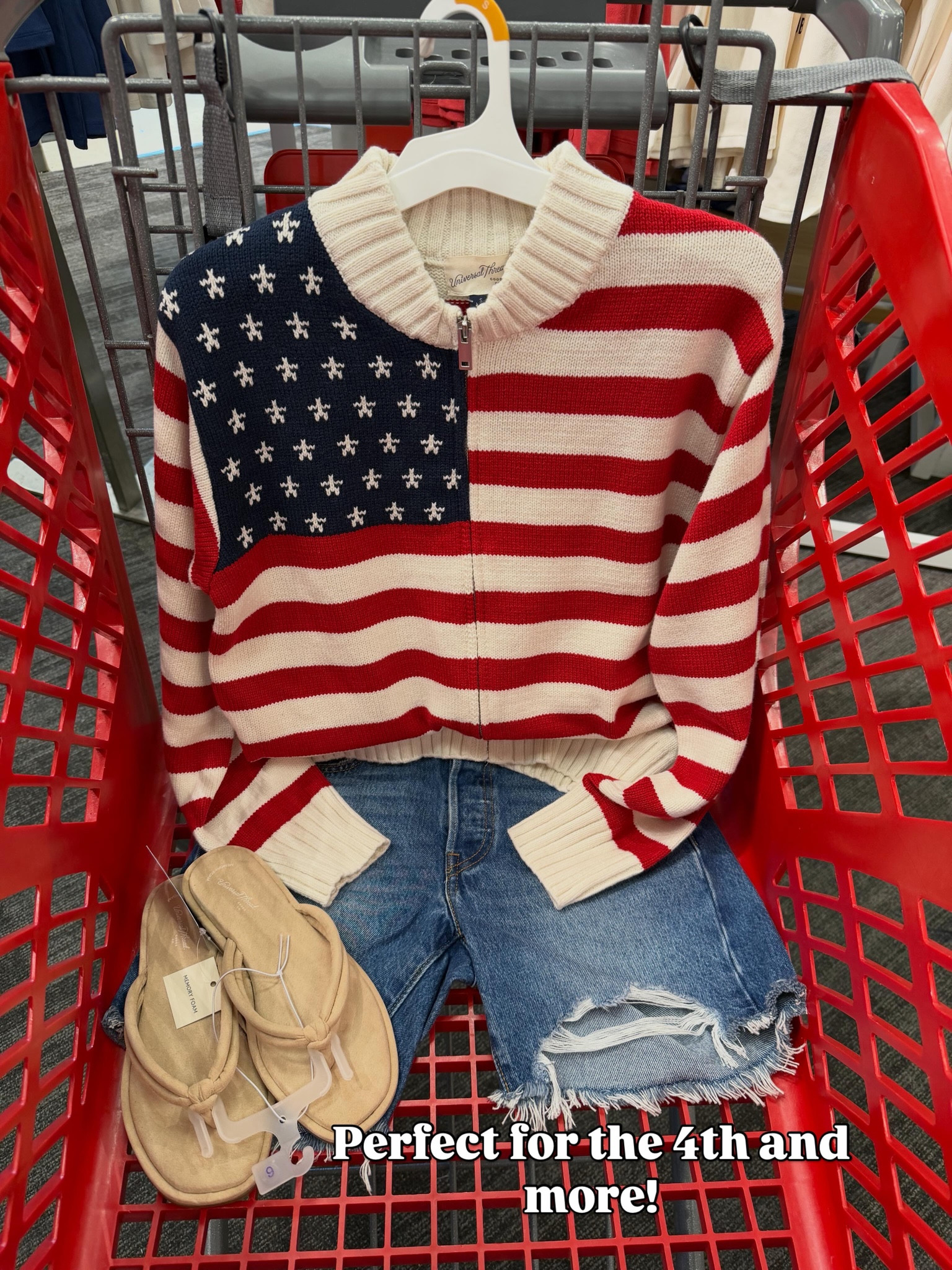 USA flag sweater at Target! #targetstyle July 4 patriotic labor day red white blue stars stripes summer outfit Americana