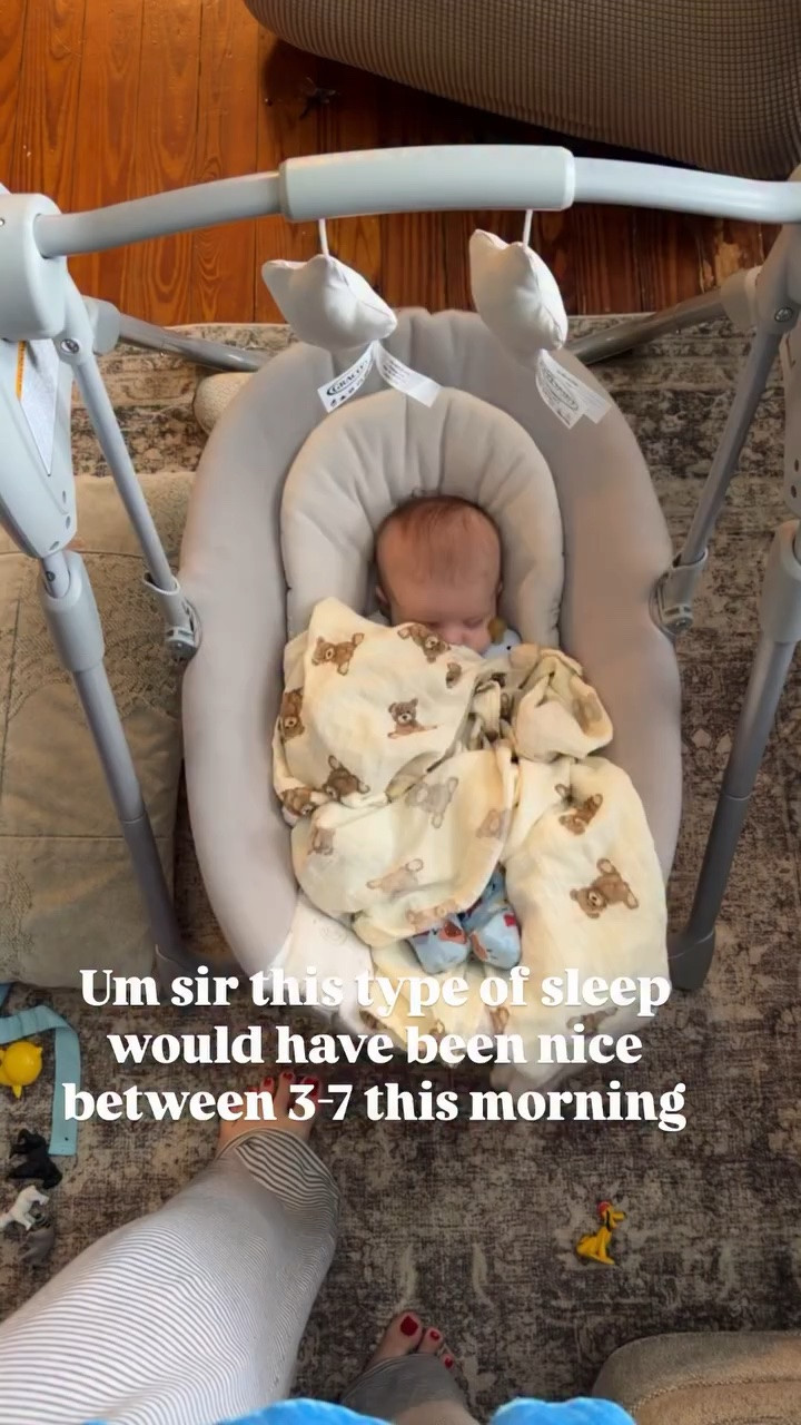 It was like having a newborn again🫩 But we are obsessed with this portable swing and little man loves his swaddle blanket! It’s so soft and oversized🤍

#newbornsleep #sleepybabyboy #babytips #boymomlife #motherhoodmoments

#LTKBaby #LTKBump #LTKmomlife