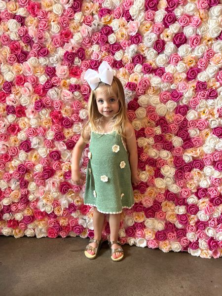 Toddler Girl 3D Floral Crochet Dress
Mini Melissa Gold Glitter Sandals
Bow

#LTKkids #LTKstyletip #LTKunder50