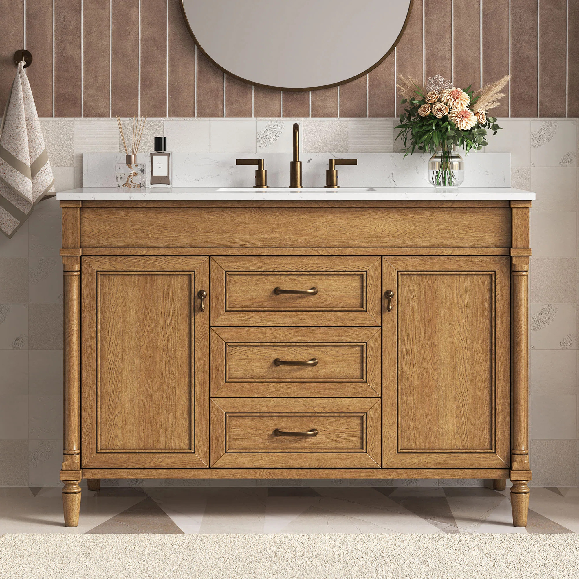 Arezzo 48" Freestanding Single Bathroom Vanity With Undermount Sink And Engineered Stone Top | Wayfair North America