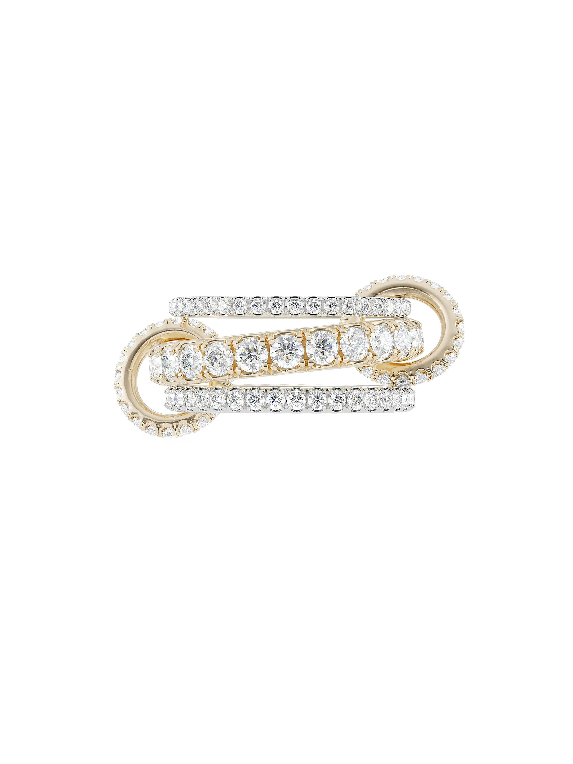Junia Two-Tone 18K Gold & 3.60 TCW Diamond Pavé Three-Row Ring | Saks Fifth Avenue