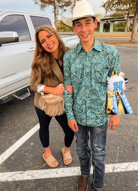 Tyson Kohl’s 1st 8th grade Homecoming Dance! Thank you to New Beginnings @missymoore for all corsages & personalized gifts! I cried so much randomly, during shopping with Tyson &  taking pics. Lolz 😂 🥹💙Time is a Thief y’all. 

Our sweet big guy, looked so grown up & handsome, with all his beautiful friends last night! 
Proudly representing their school & fun @ surge entertainment by drew Brees after the dance! It was an 80s theme 40th Homecoming dance. Tyson chose to wear all western wear from “footloose era”. Tannon ALSO had to have western boots, so linking men’s and boy’s western styles….as much as I possibly can!! Striving to EASE the homecoming and fall / holiday family picture outfit looks shopping, SO much easier!! 
Of course, my entire comfy mom boss babe fit…..is from The Post, shocker, not that I matter anymore …
I’m quite thrilled to just be, My sweet boy’s proud Mom 💙🫶🥹😊😉
20% OFF Code: POSTIE20 

#westernboots #boysboots #cloudslides #blazer #familyoutfit #holidaystyle #westernwear #fitunder100 #blazer #shesapostie #shopthepost



#LTKfamily #LTKfindsunder100 #LTKkids