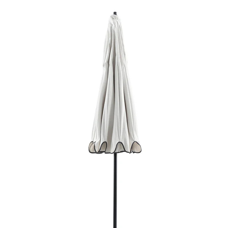 My Texas House 9ft Outdoor Round Market Patio Umbrella with Off-White Canopy and Black Trim | Walmart (US)