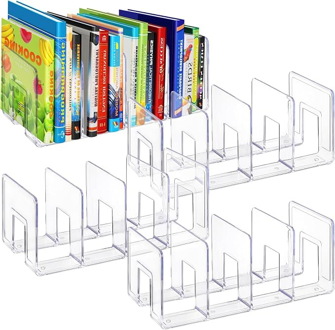 Lawei 4 Pack Acrylic File Sorter, 4-Section Clear Desktop File Folder Holder Organizer, Thick Off... | Amazon (US)