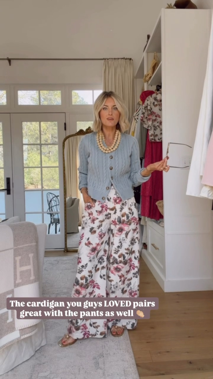 Love mixing these colors to create such a cute spring look! Wearing XS.

Loverly Grey, Cleobella, blue cable knit cardigan, floral pants, spring fashion, spring outfit ideas, spring workwear 

#LTKSeasonal #LTKootd #LTKWorkwear