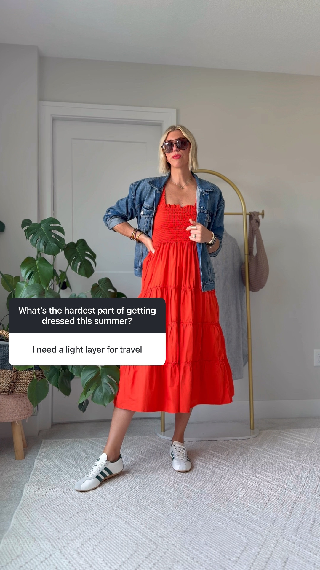 Easy but pull together travel day look: lightweight, cotton dress, classic denim jacket you can peel off if needed comfortable sneakers for lots of walking

#LTKTravel #LTKSummerEdit #LTKOver40