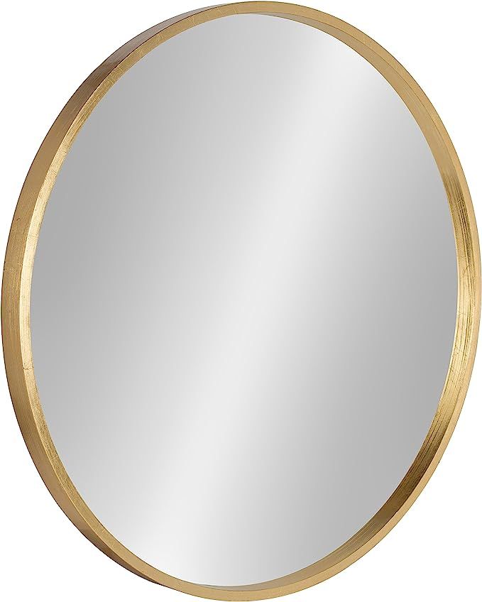 Kate and Laurel Travis Round Wood Wall Mirror, 25.6" Diameter, Gold, Modern Glam Wall Décor Acce... | Amazon (US)