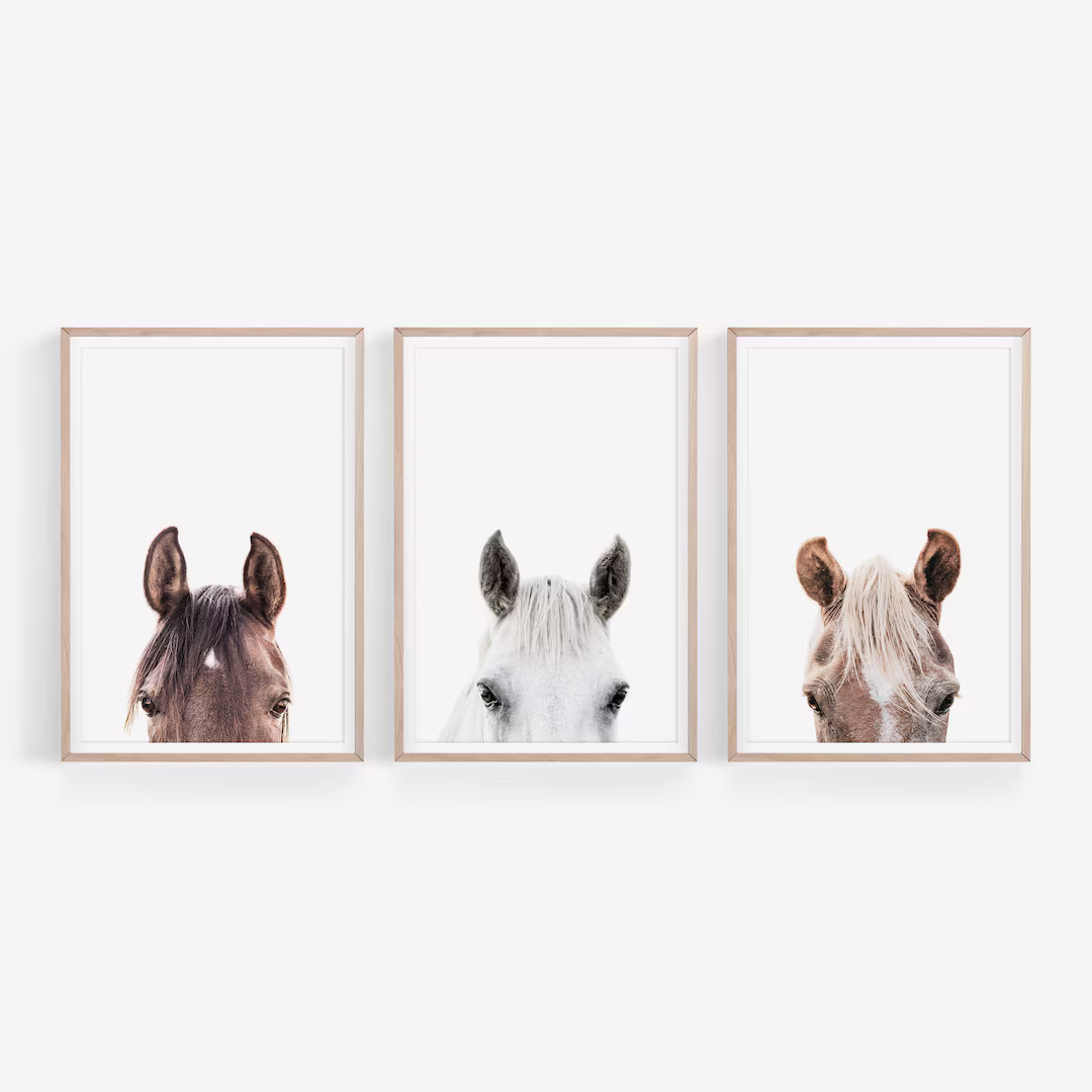 Set of 3 Horses Prints, Horses Portraits Wall Art Set, DIGITAL DOWNLOAD, Farm Animal Prints Set, ... | Etsy (US)