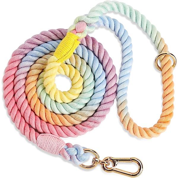 Amazon.com : Lucky Monet 5FT Cotton Dog Leash Ombre Rope Leash Heavy Duty Braided Training Leash ... | Amazon (US)