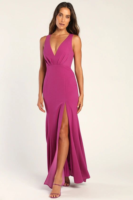 All For The Romance Magenta Backless Mermaid Maxi Dress | Lulus (US)