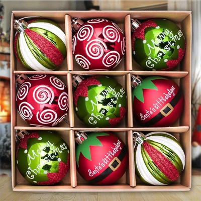 9pc Elf Theme Christmas Ornament Set, Baubles Green and Red| OrnamentallyYou | Target