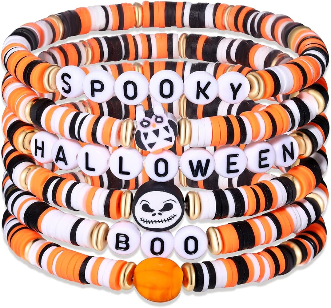 boderier Women's Boderier Halloween Heishi Bracelet Set Stack Spooky Boo Vinyl Disc Bead Surfer S... | Amazon (CA)