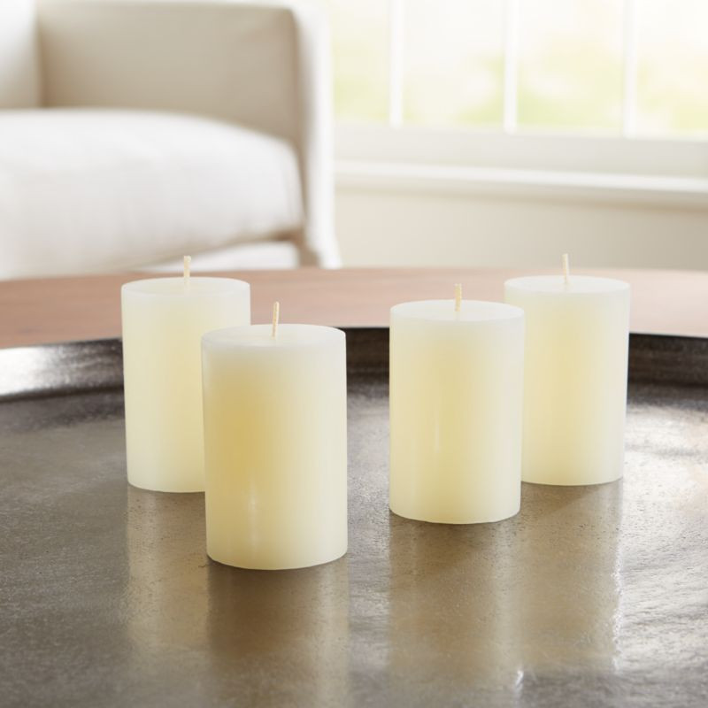 2"x3" Ivory Pillar Candles, Set of 4 + Reviews | Crate and Barrel | Crate & Barrel