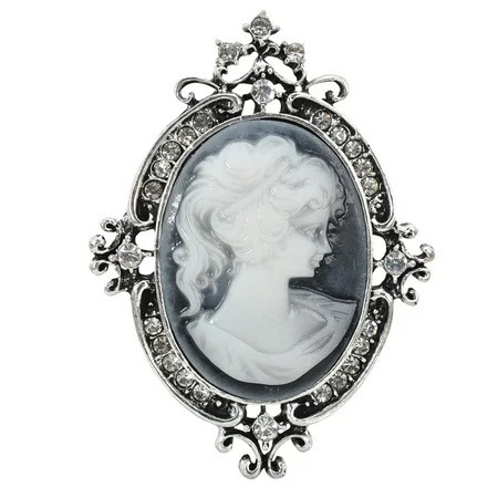 Gyn&Joy Vintage Style Victorian Lady Maiden, Crystal Rhinestone Cameo Pin Brooch | Walmart (US)
