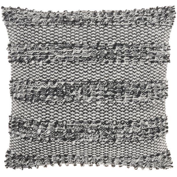 Nourison Woven Raised Striped Black 18" x 18" Indoor/Outdoor Throw Pillow | Walmart (US)