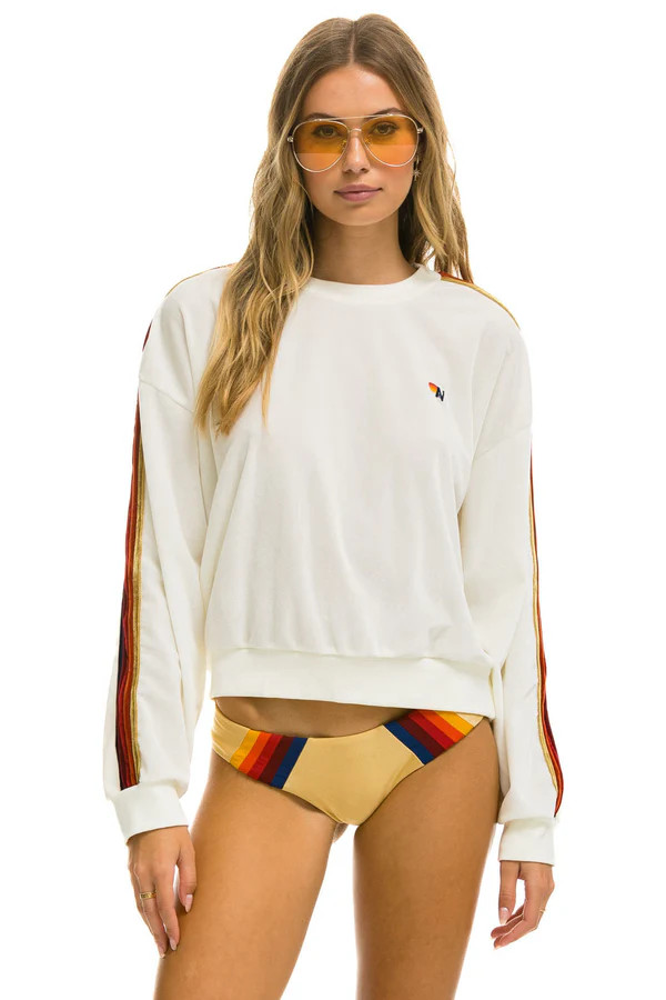 CLASSIC VELVET RELAXED SWEATSHIRT - WHITE | Aviator Nation