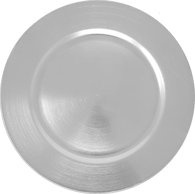 Metallic Foil Charger Plates - Set of 6 - Made of Thick Plastic - Silver | Amazon (US)