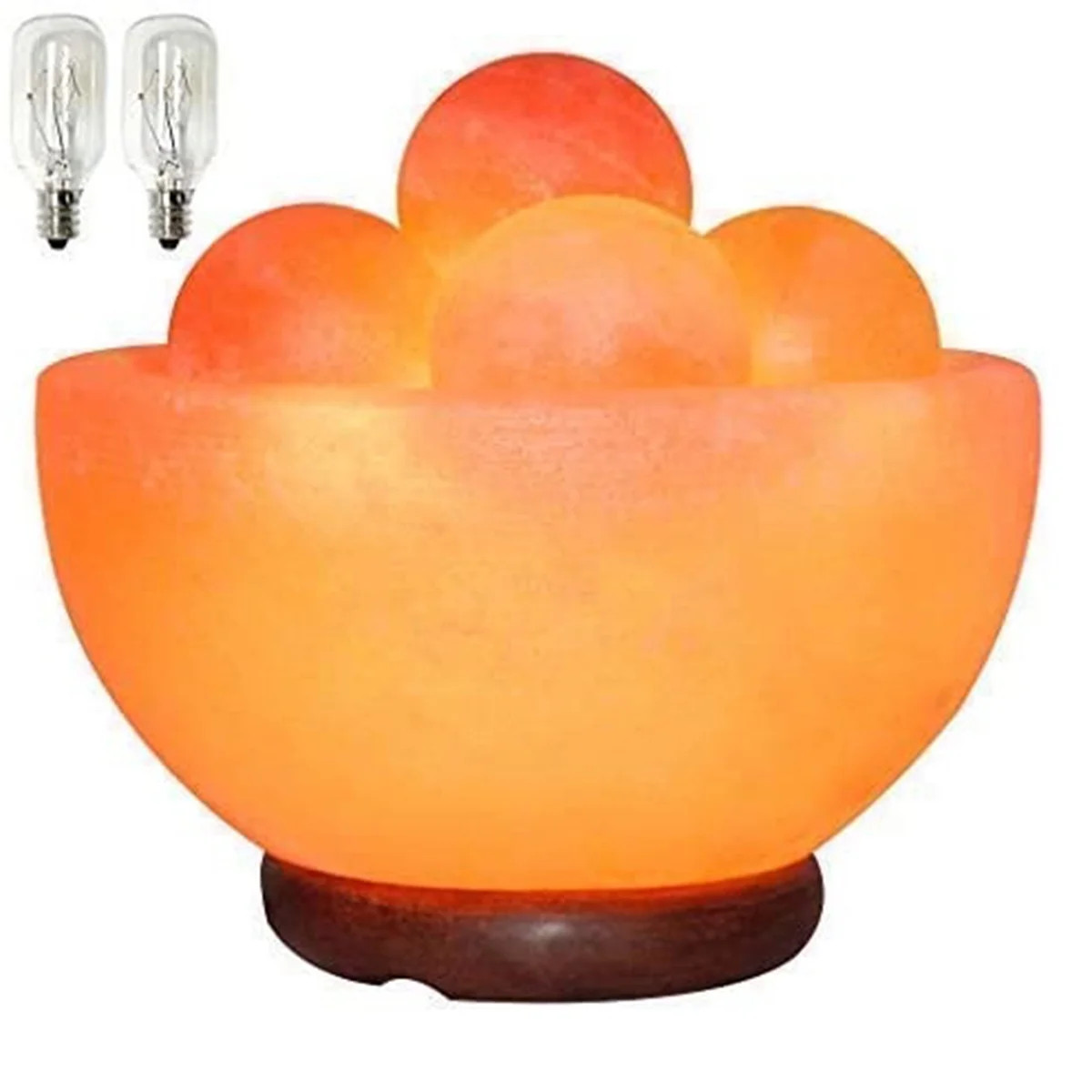 Spantik Himalayan Fire Salt Lamp Bowl Shape with 6 Massage Balls, Dimmer Cord and Classic Wood Ba... | Walmart (US)
