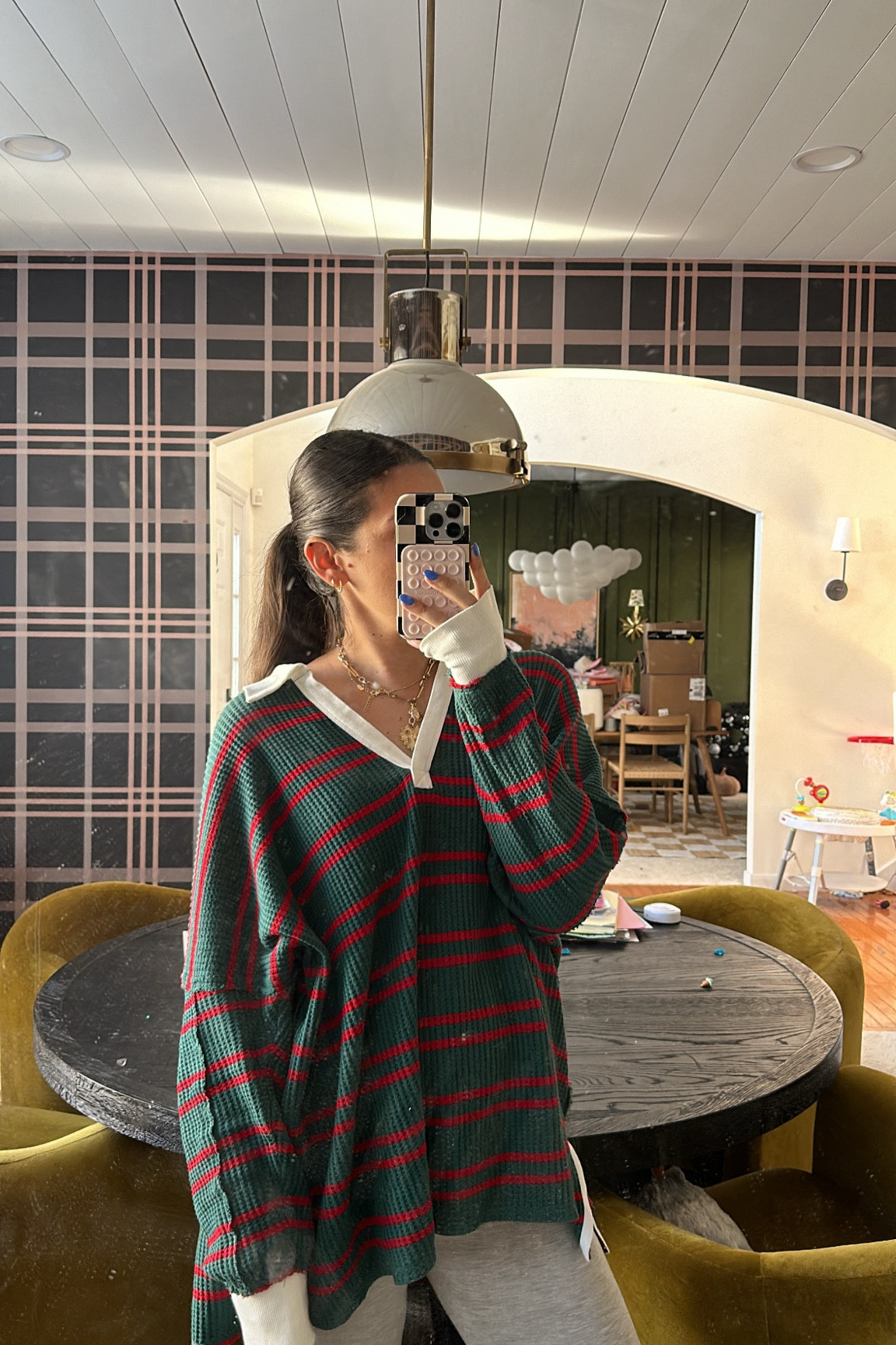 a Christmas thermal! 

these usually go on sale & I linked some similar options for a bit less too! 

I’m 5’7” and size medium-large/6-8