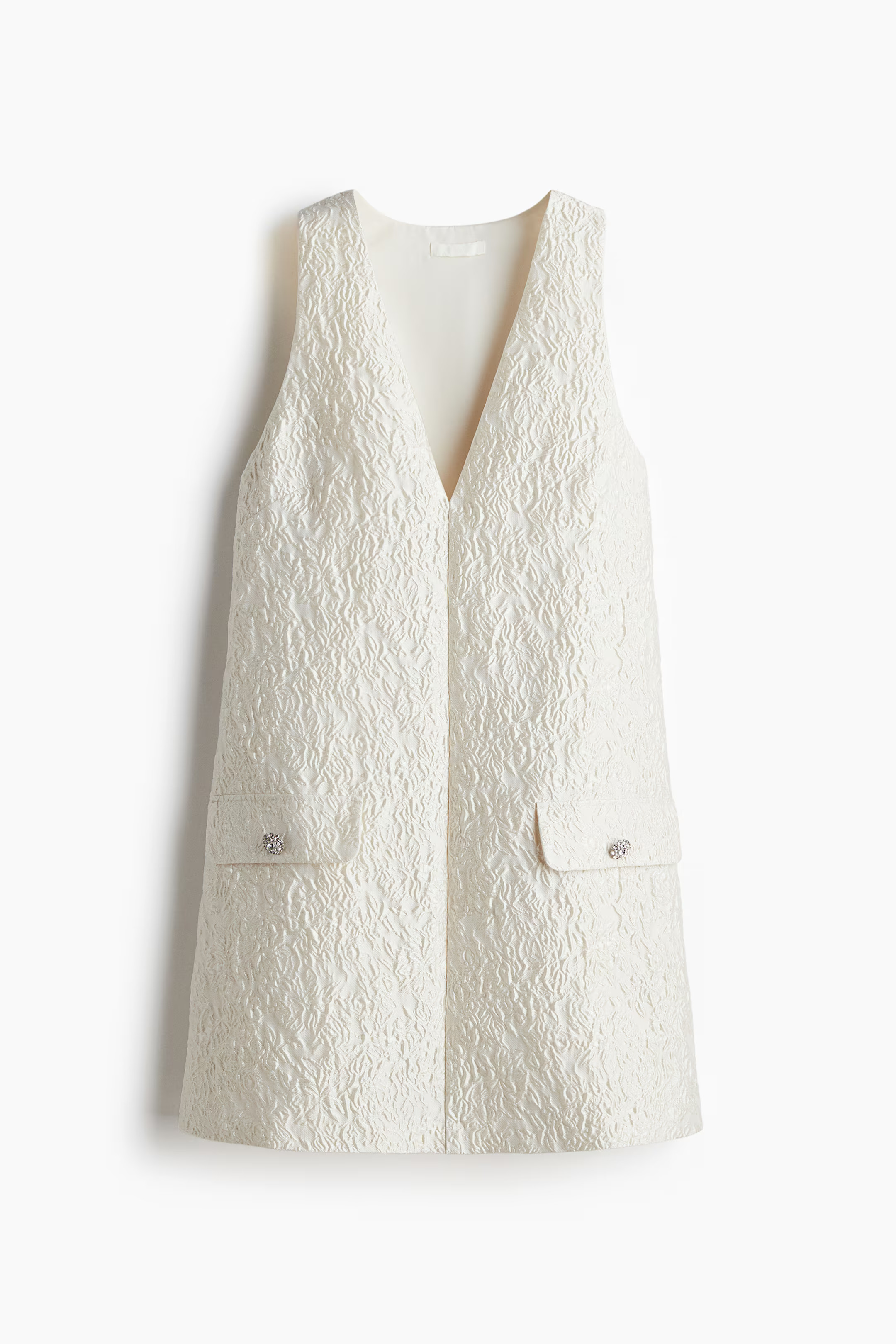 Jacquard-Weave Mini Dress - White - Ladies | H&M CA | H&M (US + CA)