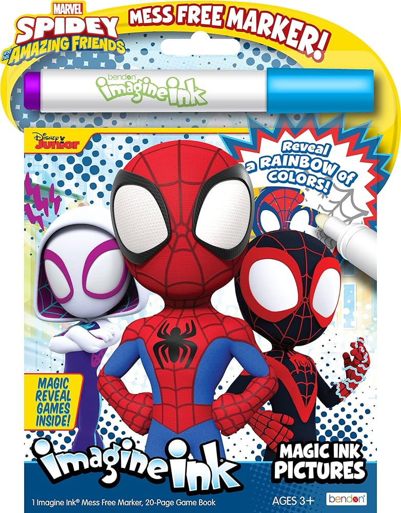 Marvel Spidey and His Amazing Friends 20 Page Imagine Ink Magic Pictures Coloring Book with 1 Mes... | Amazon (US)