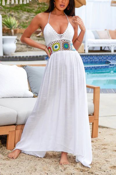 Avia Crochet Floral Swim Cover-Up Dress | Cupshe US