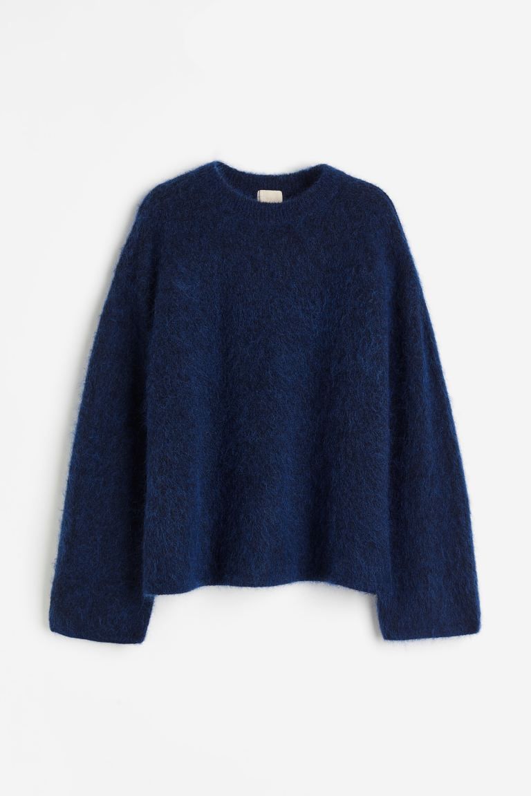 Oversized mohair-blend jumper - Dark blue - Ladies | H&M GB | H&M (UK, MY, IN, SG, PH, TW, HK)