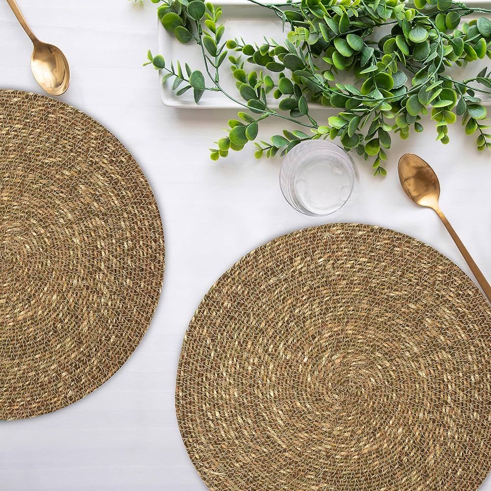 13 Inch Round Natural Seagrass Placemats - Set of 6 - Decorative Charger for Dinner Plate/Dining ... | Amazon (US)