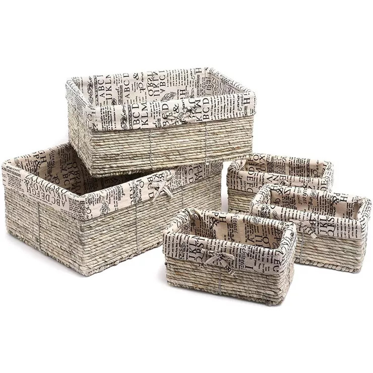 Juvale 5-Pack Nesting Storage Baskets, Text Design Decorative Wicker Basket (3 Sizes) | Target