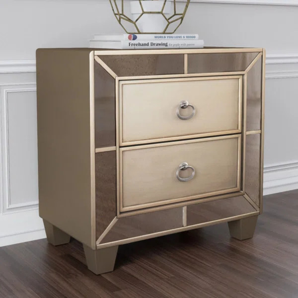 Erler 2 - Drawer Nightstand in Champagne Gold | Wayfair North America